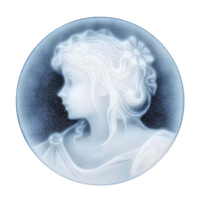 Black Agate Round Portrait Cameo