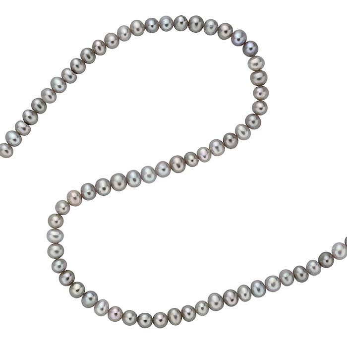 Freshwater Cultured Semi-Round Pearl Strands, Gray, A-Grade
