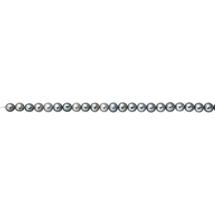 Freshwater Cultured 6–6.5mm Round Pearl Strand, Gray, A-Grade