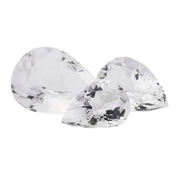 American Mined™ Arkansas Ice Quartz™ Pear Faceted Gemstones, AAA-Grade