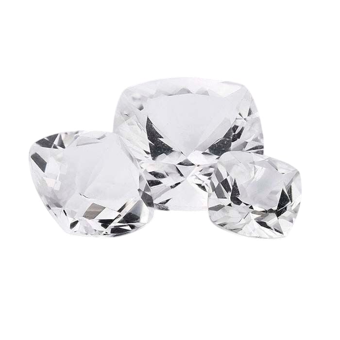 American Mined™ Arkansas Ice Quartz™ Cushion Faceted Gemstones, AAA-Grade