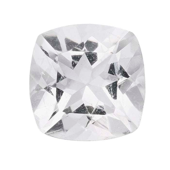 American Mined™ Arkansas Ice Quartz™ 6mm Cushion Faceted Gemstone, AAA-Grade