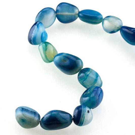 Sea-Blue Chalcedony 20 x 15mm Tumbled Nugget Bead Strand