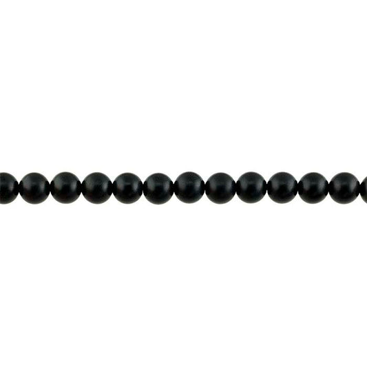 Matte Black Onyx Round Bead Strand
