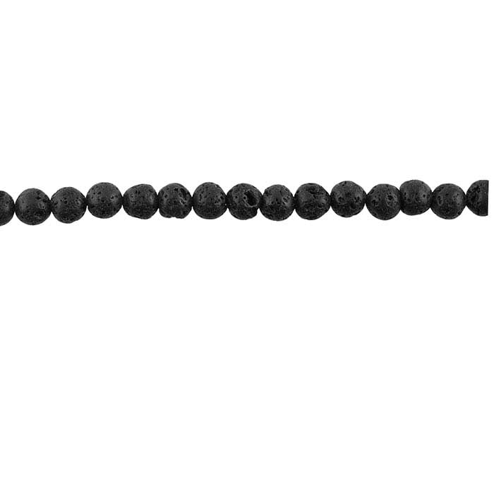 Black Lava Round Bead Strand
