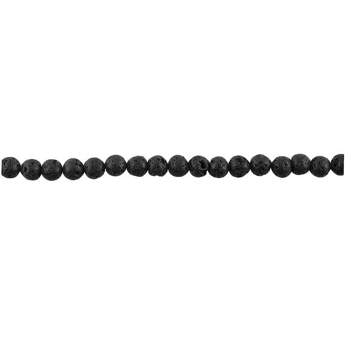 Black Lava Round Bead Strand
