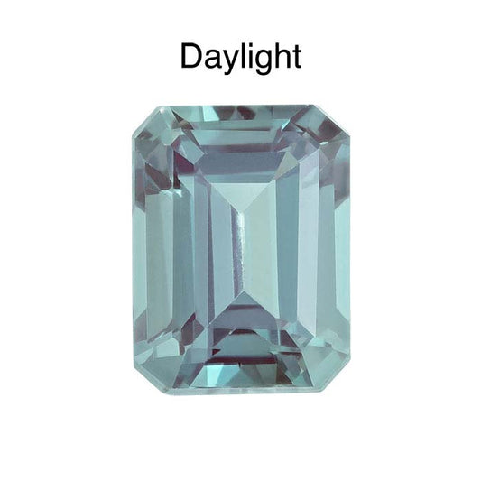 Lab-Grown Alexandrite Emerald-Cut Faceted Gemstone