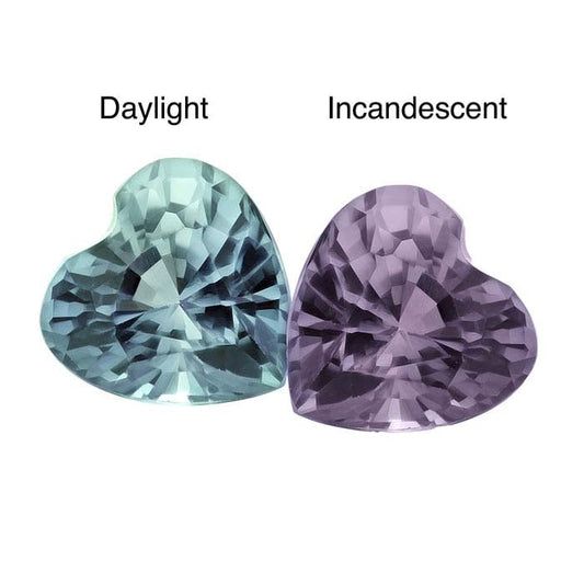 Lab-Grown Alexandrite Heart Faceted Gemstone