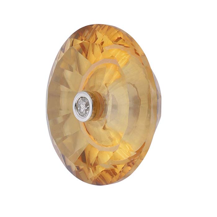 Lehrer TorusRing™ Padparadscha Quartz Round Faceted Gemstone