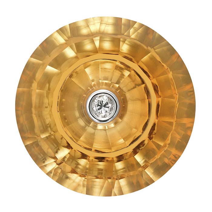 Lehrer TorusRing™ Padparadscha Quartz Round Faceted Gemstone