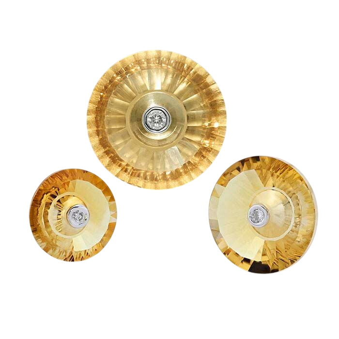 Lehrer TorusRing™ Golden Citrine Round Faceted Gemstone