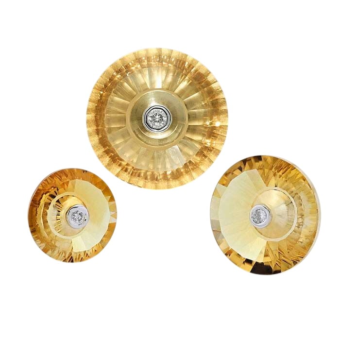 Lehrer TorusRing™ Golden Citrine Round Faceted Gemstone