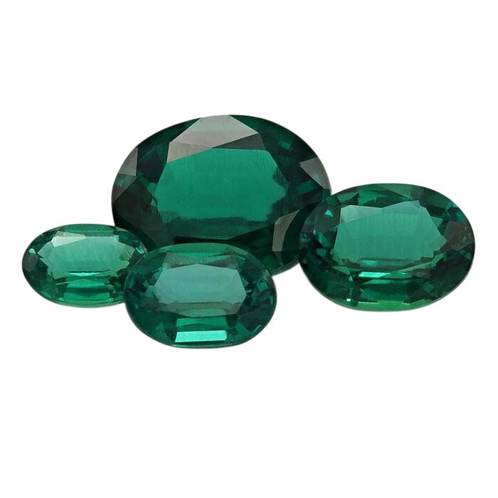 Lab-Grown Emerald Oval Faceted Gemstone