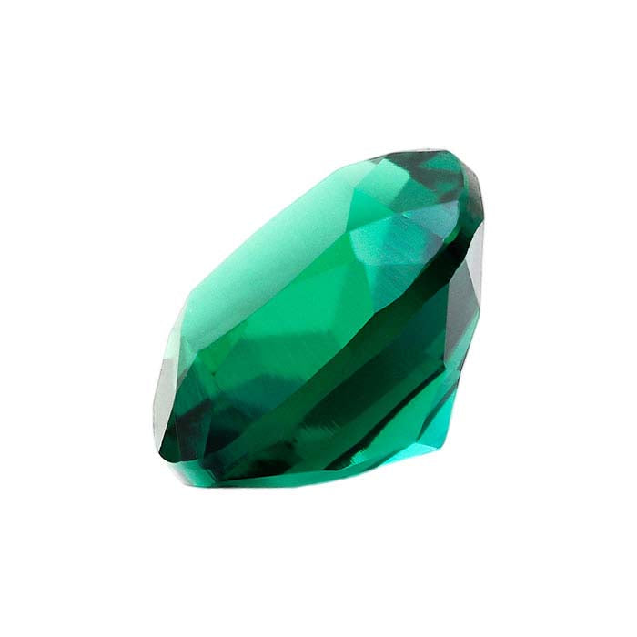 Lab-Grown Emerald Cushion Faceted Gemstone