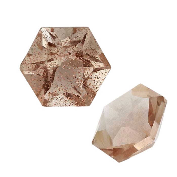 American Mined™ Oregon Schiller Sunstone™ Hexagon Faceted Gemstone