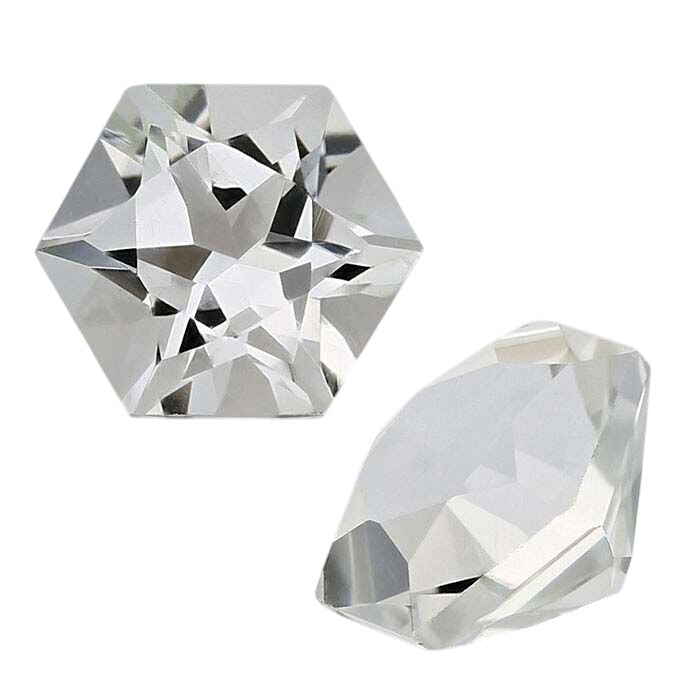 American Mined™ Arkansas Ice Quartz™ Hexagon Faceted Gemstones, AAA-Grade