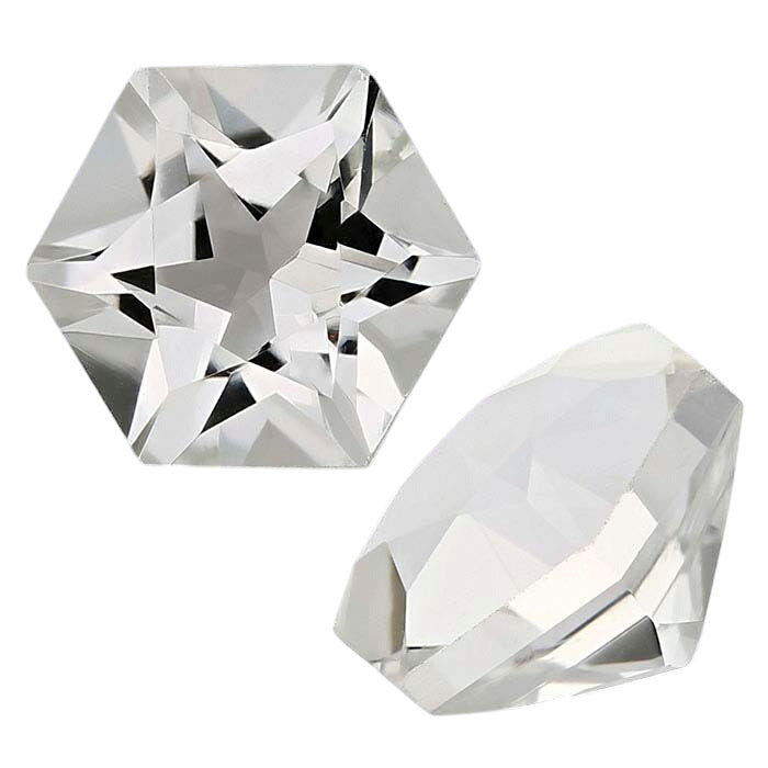 American Mined™ Arkansas Ice Quartz™ Hexagon Faceted Gemstones, AAA-Grade