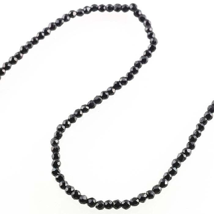 Black Spinel Faceted Round Bead
