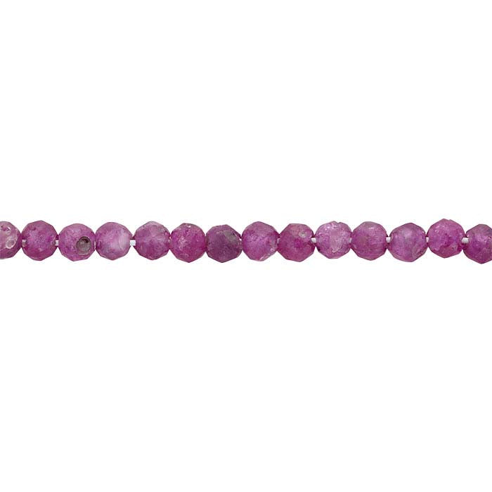Ruby Faceted Round Bead Strand