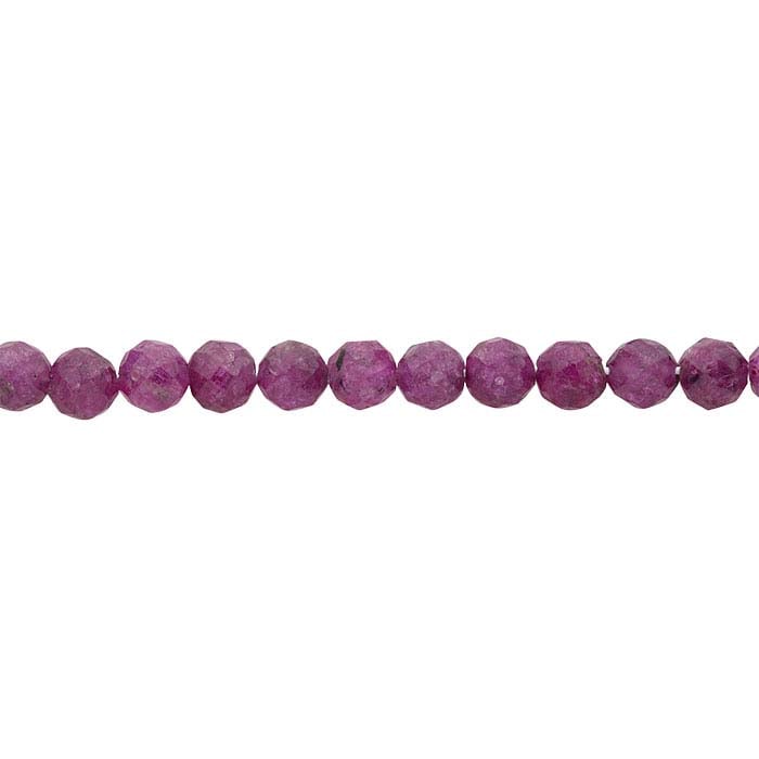 Ruby Faceted Round Bead Strand