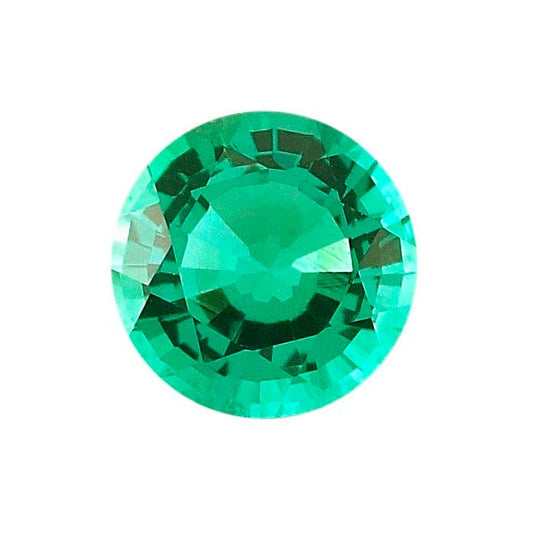 Lab-Grown Emerald Round Faceted Gemstone