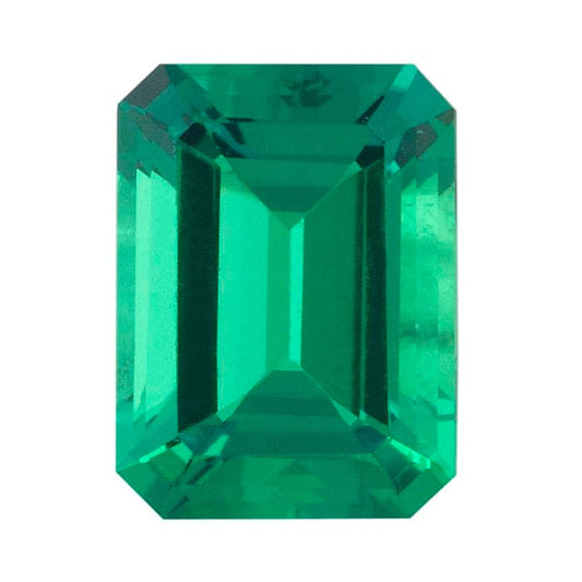 Lab-Grown Emerald Emerald-Cut Faceted Gemstone