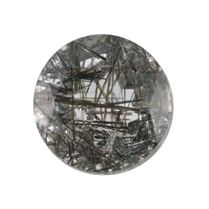 Black Tourmalinated Quartz Round Faceted Gemstone