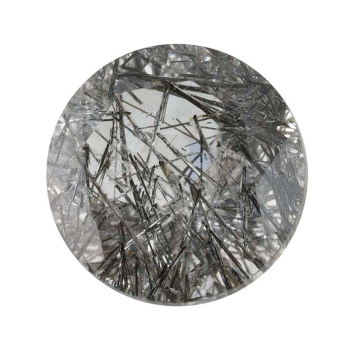 Black Tourmalinated Quartz Round Faceted Gemstone