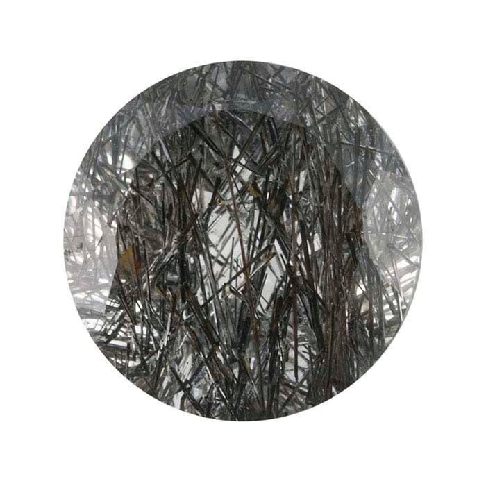 Black Tourmalinated Quartz Round Faceted Gemstone