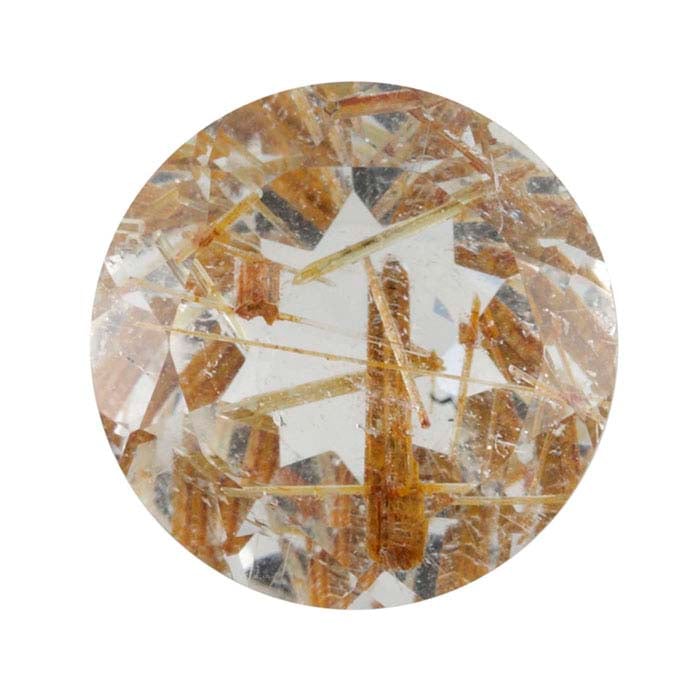 Copper Rutilated Quartz Round Faceted Gemstone