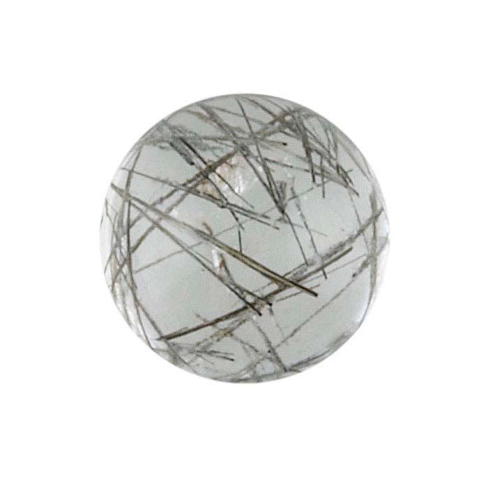 Black Tourmalinated Quartz Round Cabochon
