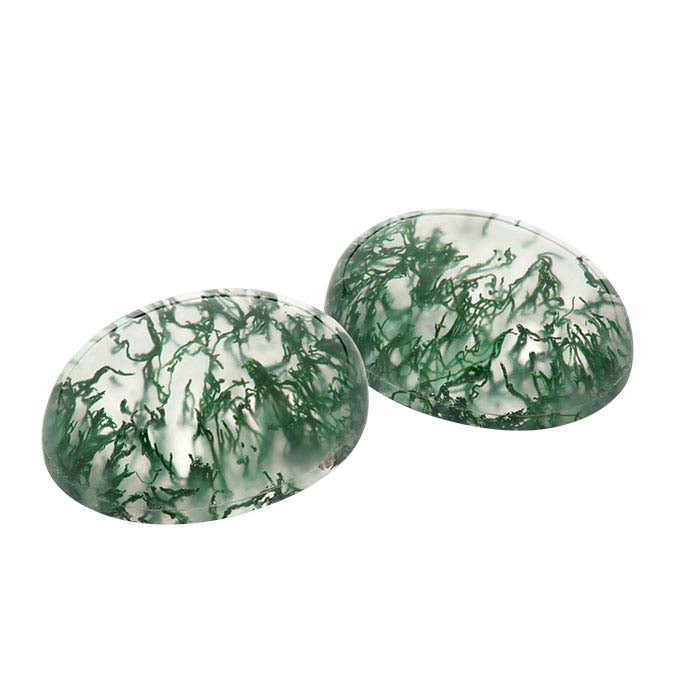 Crystal Quartz & Moss Agate Oval Doublet Cabochon