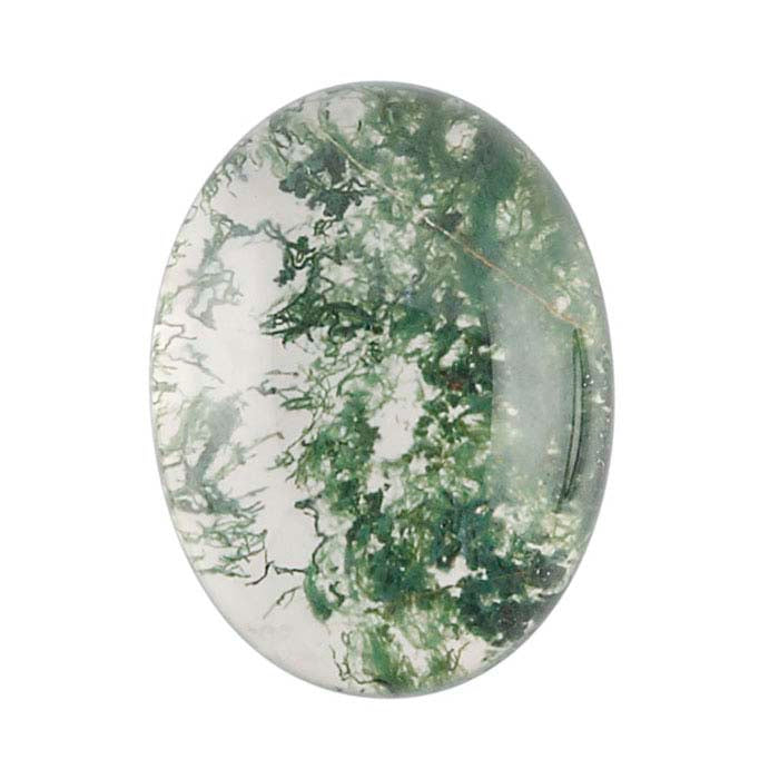 Crystal Quartz & Moss Agate Oval Doublet Cabochon