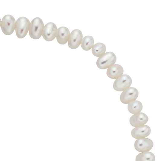 Süßwasser-Zuchtperlenstrang, halbrund, 3–3,5 mm, weiß, A-Qualität