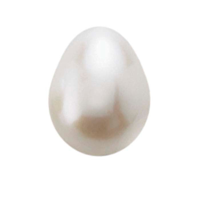 Freshwater Cultured Half-Drilled 9.25 x 7.5mm Drop Pearl, White, A-Grade