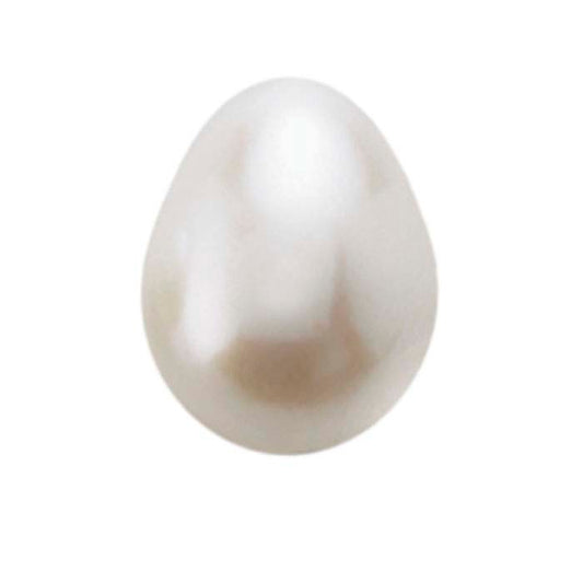 Freshwater Cultured Half-Drilled 9.25 x 7.5mm Drop Pearl, White, A-Grade