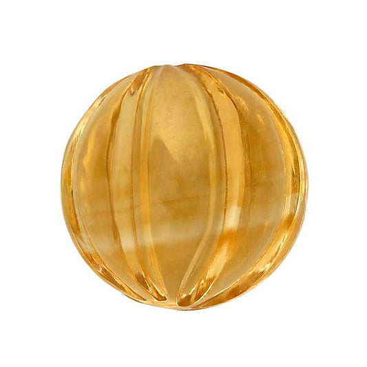 Citrine Half-Drilled 8mm Round Carved Bead