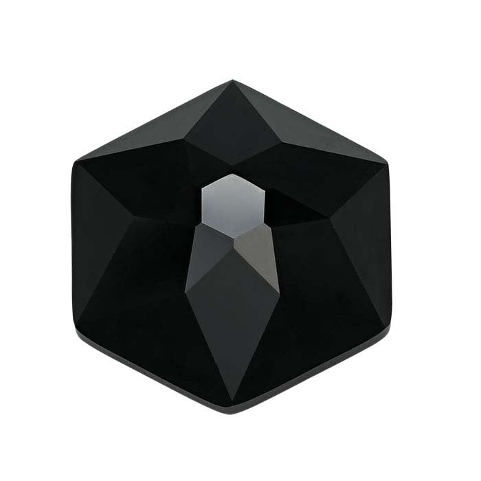 Black Onyx 20mm Hexagon Rose-Cut Cabochon