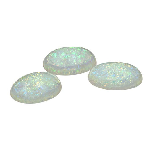 Sterling-Created Nova-Style Lab-Grown Opal 10 x 8mm Oval Cabochon