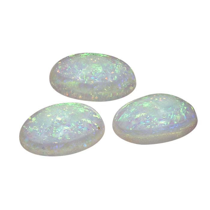 Sterling-Created Nova-Style Lab-Grown Opal 9 x 7mm Oval Cabochon