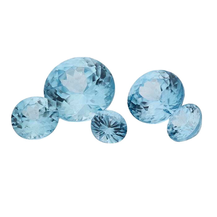Blue Zircon Round Faceted Gemstones, AA Grade