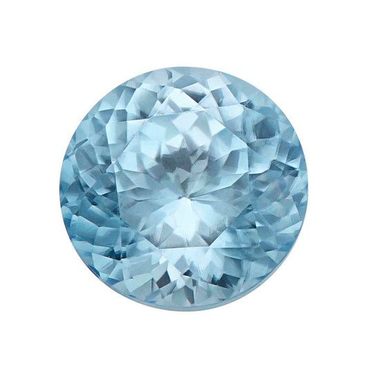 Blue Zircon 5mm Round Faceted Gemstone, AA Grade