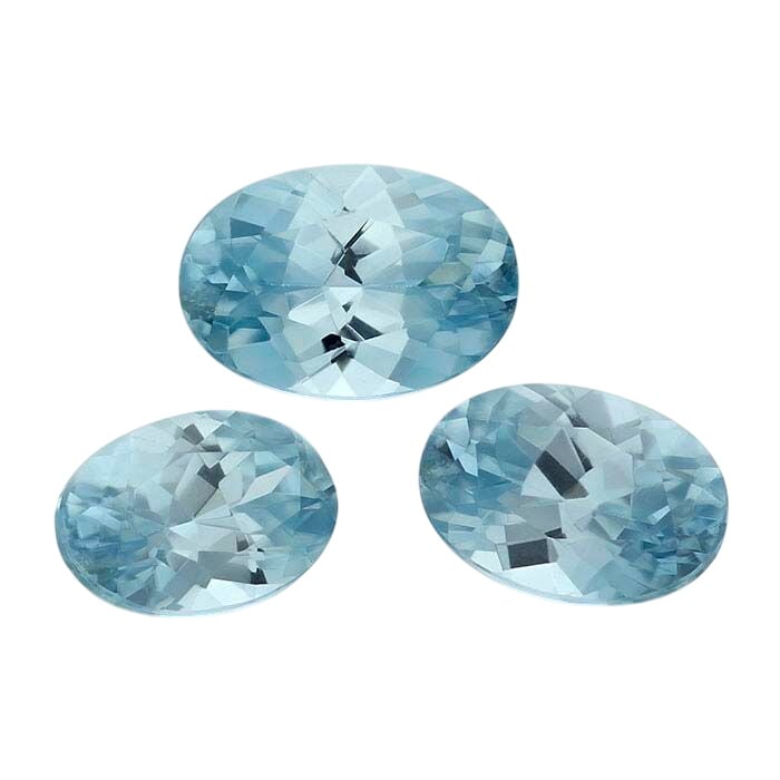Blue Zircon Oval Faceted Gemstones, AA Grade
