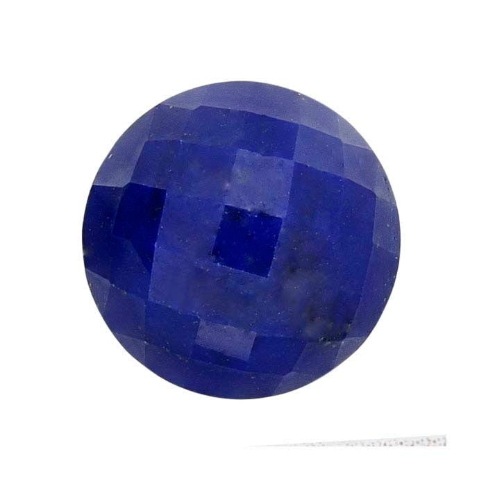 Lapis Lazuli 8mm Round High-Dome Faceted Cabochon, AA-Grade