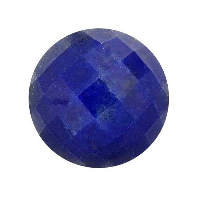 Lapis Lazuli 10mm Round High-Dome Faceted Cabochon, AA-Grade