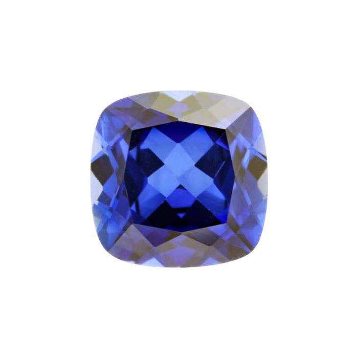 Lab-Grown Sapphire Cushion Faceted Gemstone