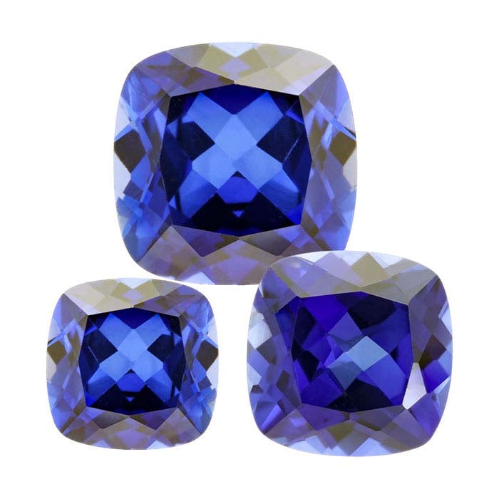 Lab-Grown Sapphire Cushion Faceted Gemstone