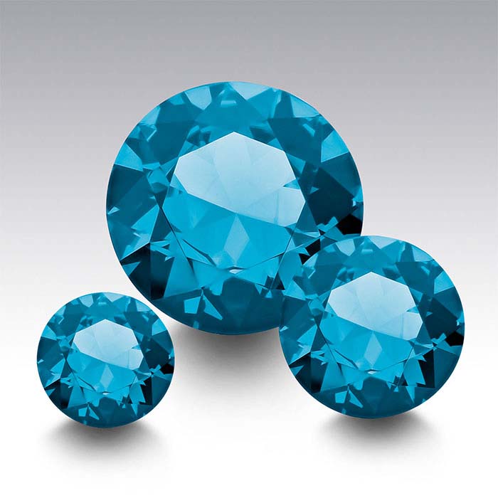 Simulated Blue Zircon Round Faceted Gemstone