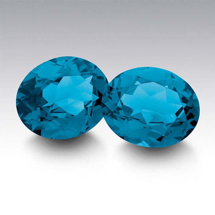 Simulated Blue Zircon Oval Faceted Gemstone
