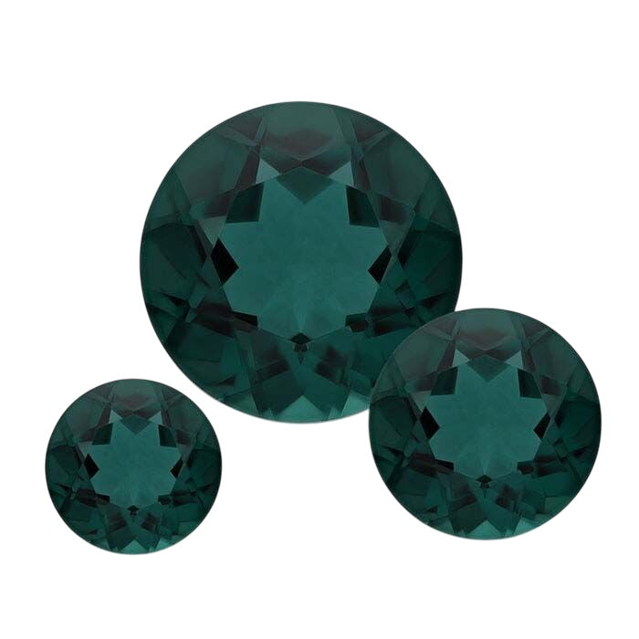 Simulated Emerald Round Faceted Gemstone